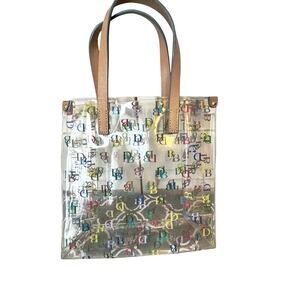 Vtg. Dooney & Bourke Signature Small Clear Lunch Mini Tote Bag Leather — Rainbow